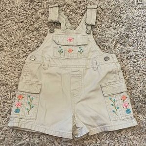 KRU Supplies Khaki Floral Cargo Shortalls, Size 12 Months